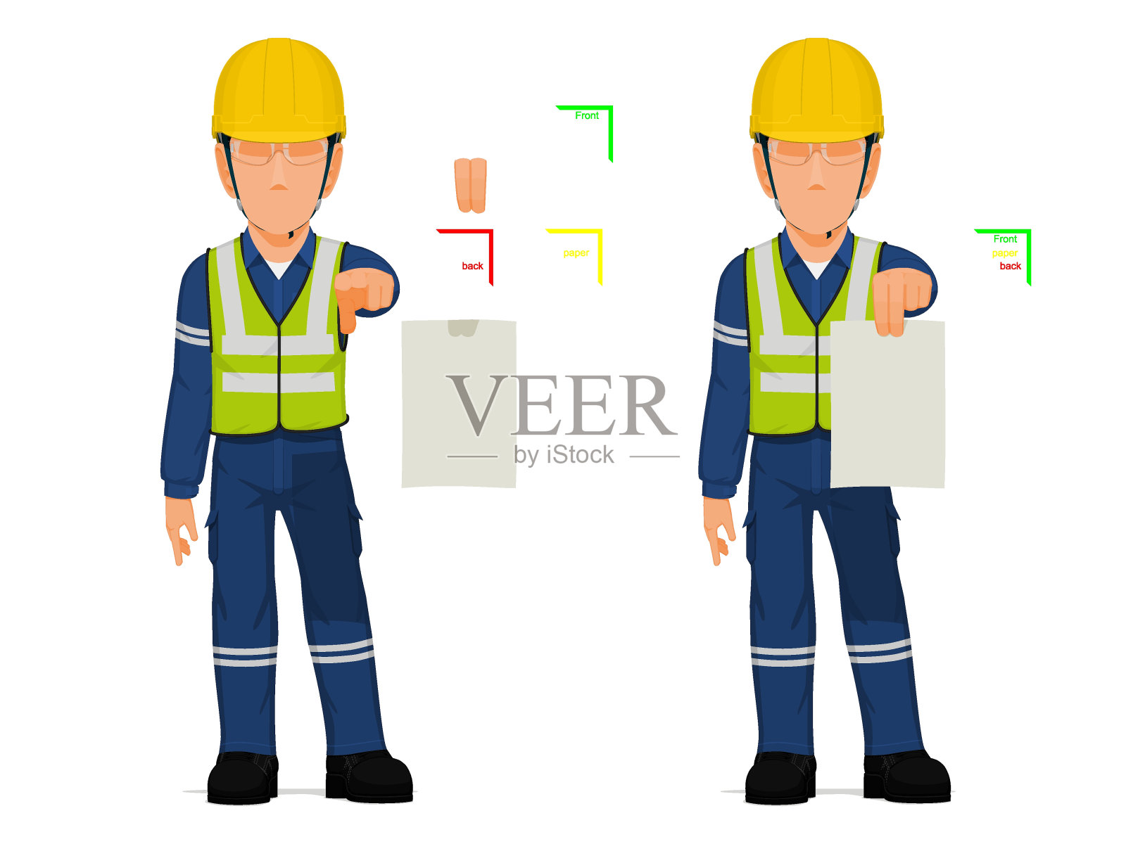 一名产业工人正在递一张纸插画图片素材