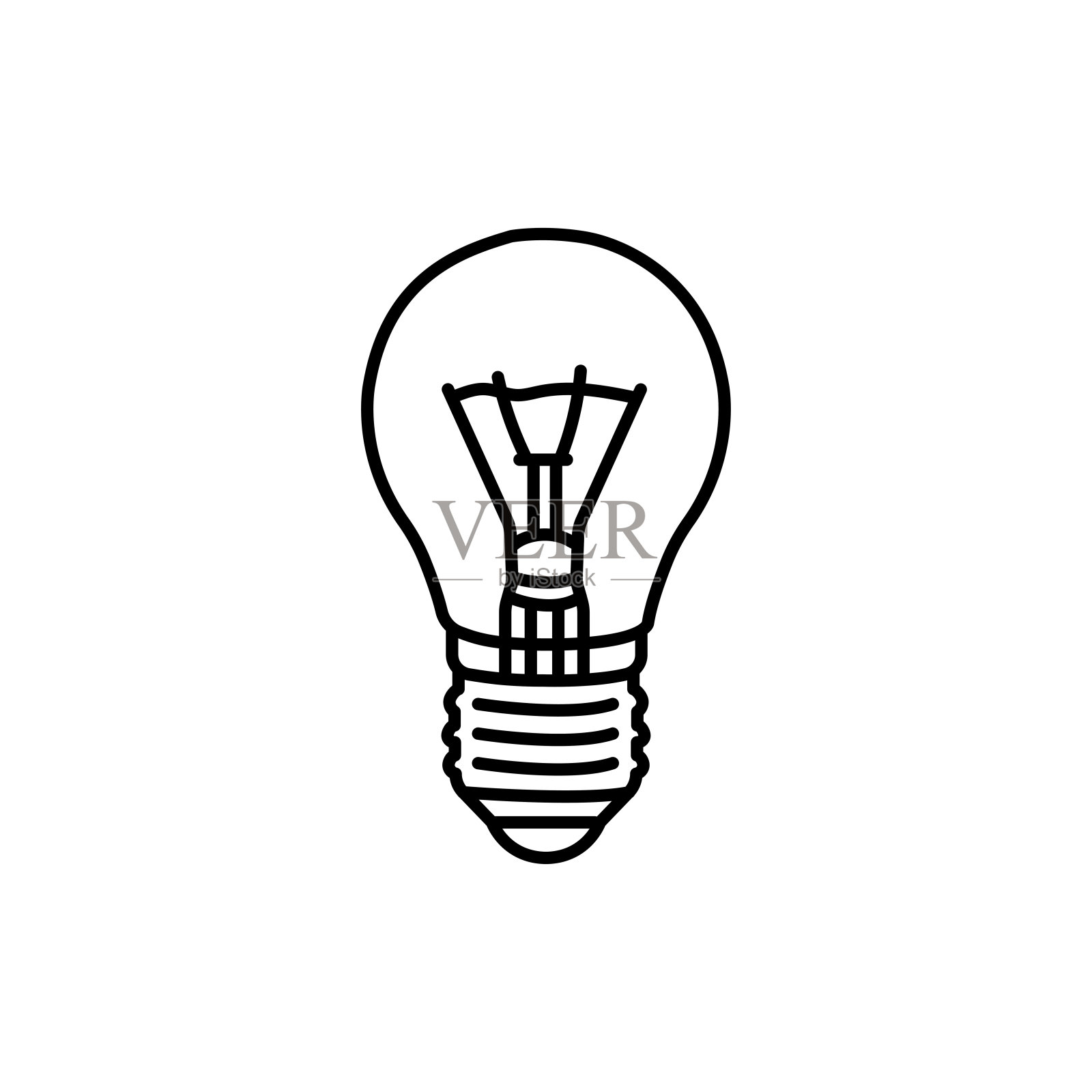 白炽灯黑线图标。插画图片素材