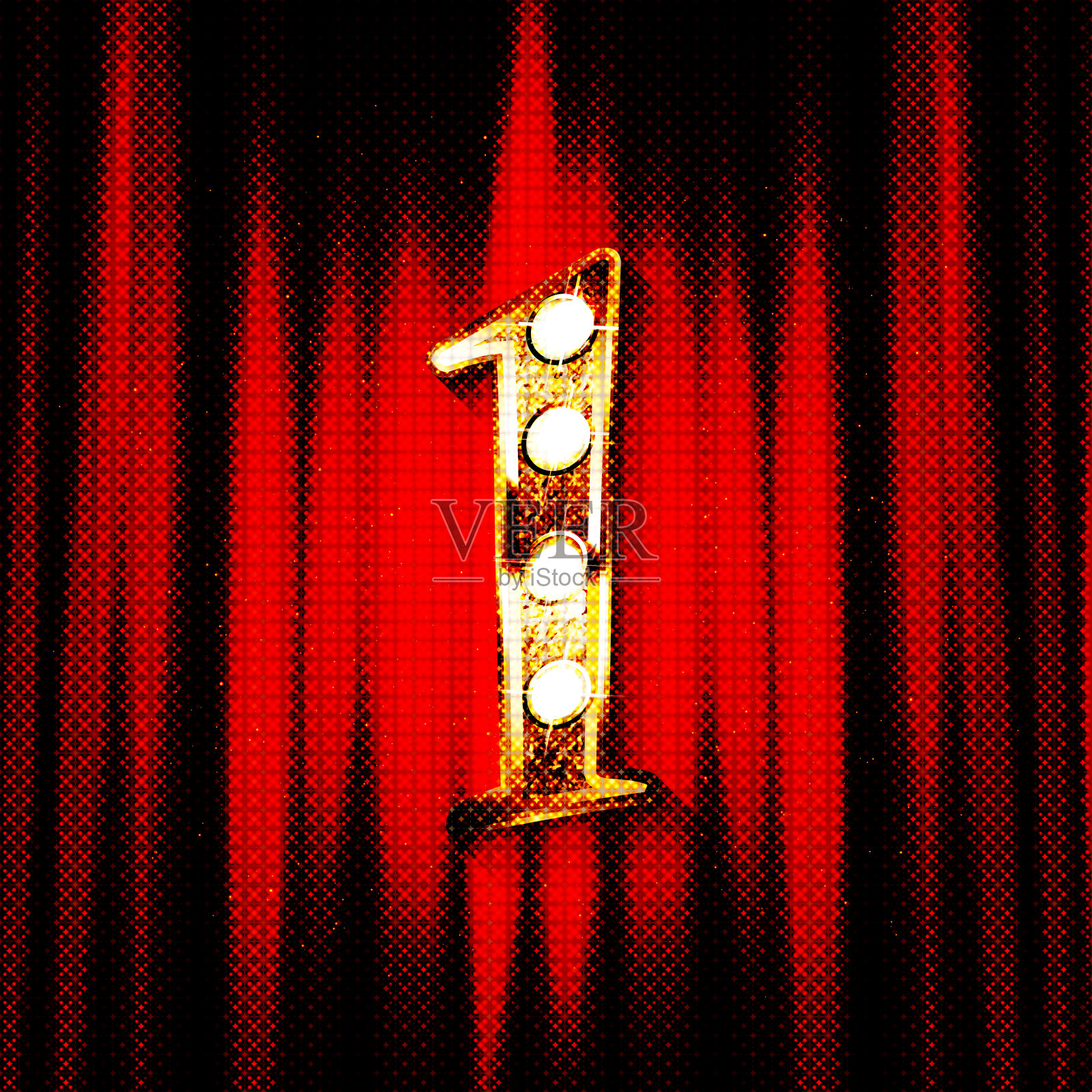 现实的复古金灯泡字体1插画图片素材