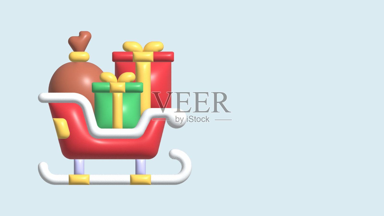 场景雪橇充满圣诞礼物3d渲染插画图片素材