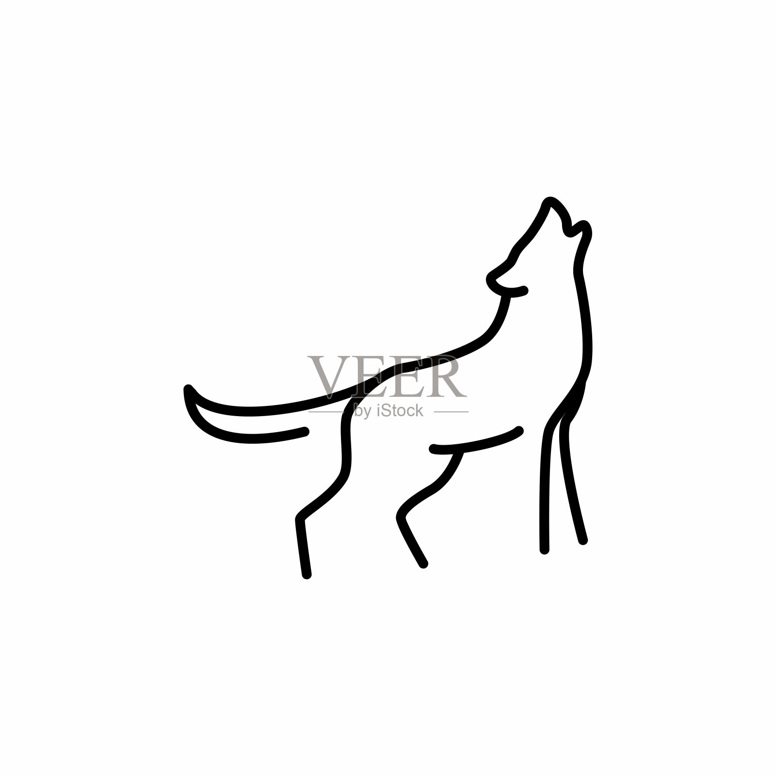 狼轮廓风格矢量符号插画图片素材