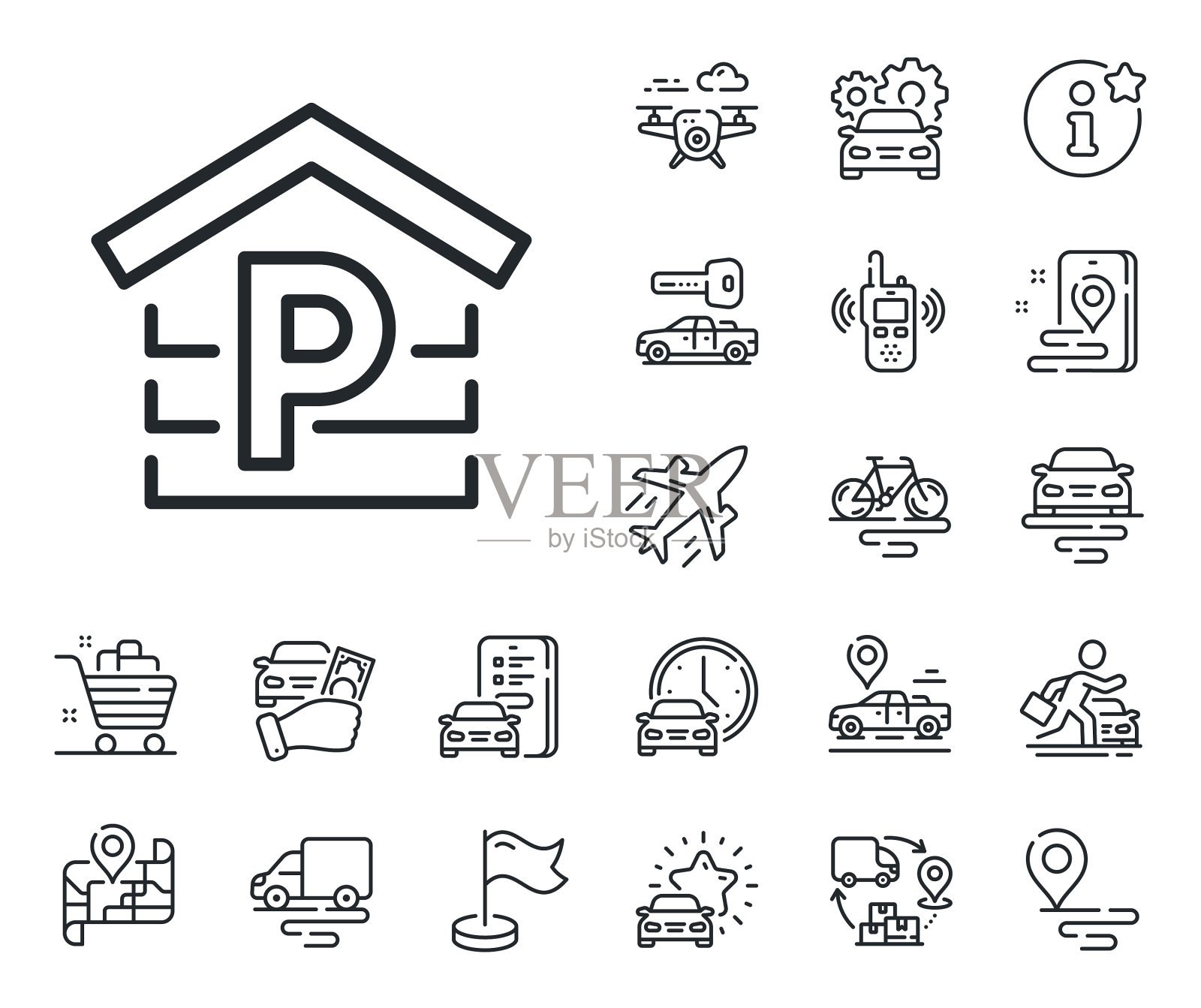 停车线图标停车场标志飞机供应插画图片素材