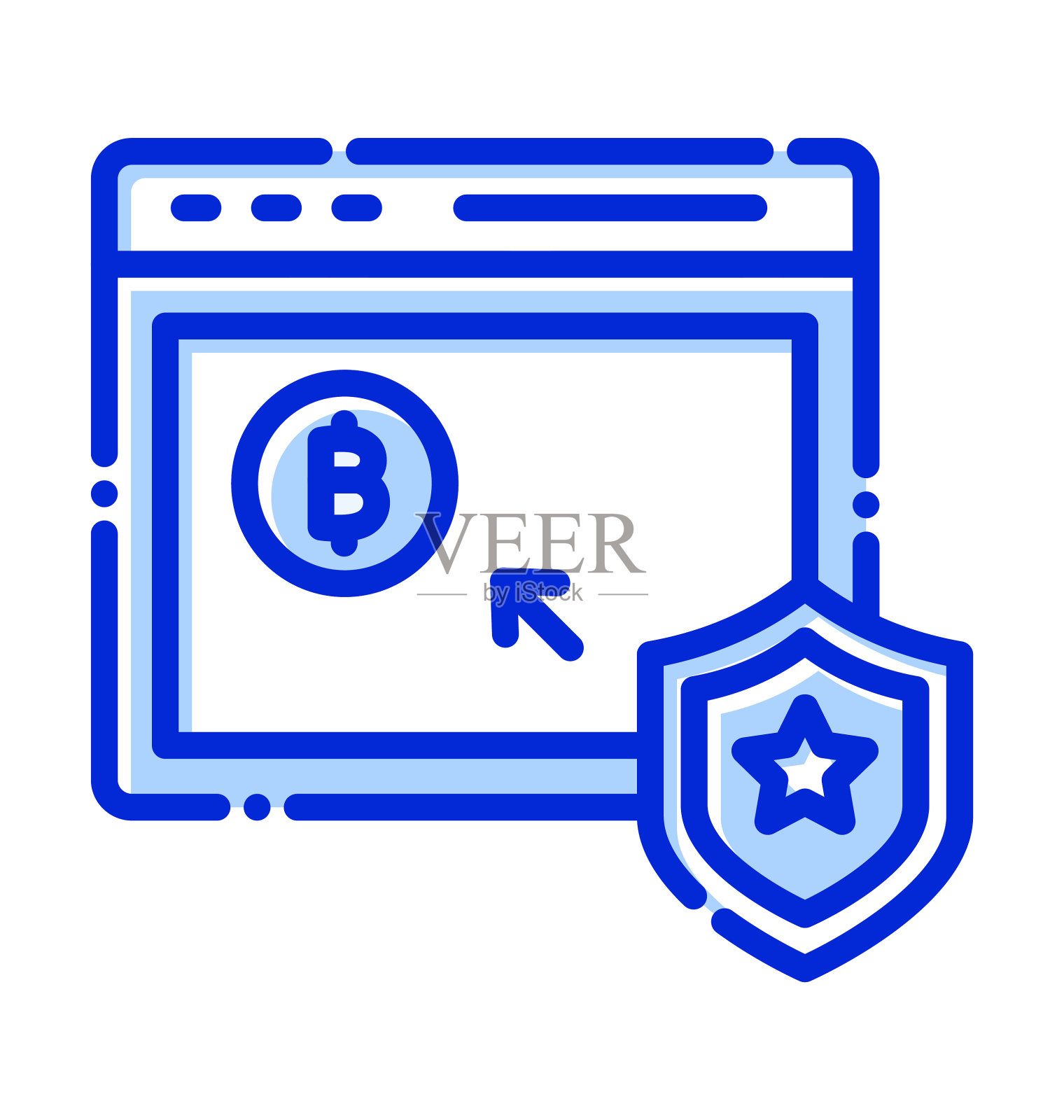 比特币股票市场，比特币股票，区块链股票，加密货币利润完全可编辑的矢量图标插画图片素材