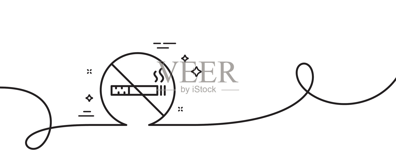 酒店禁烟线图标、禁烟标志插画图片素材