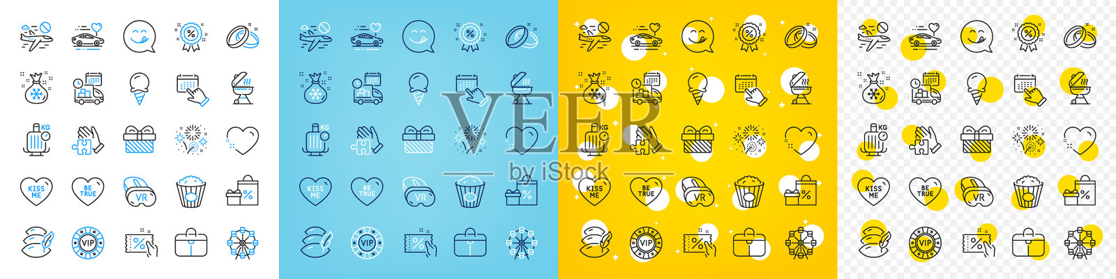 图标集冰淇淋烧烤和拼图插画图片素材