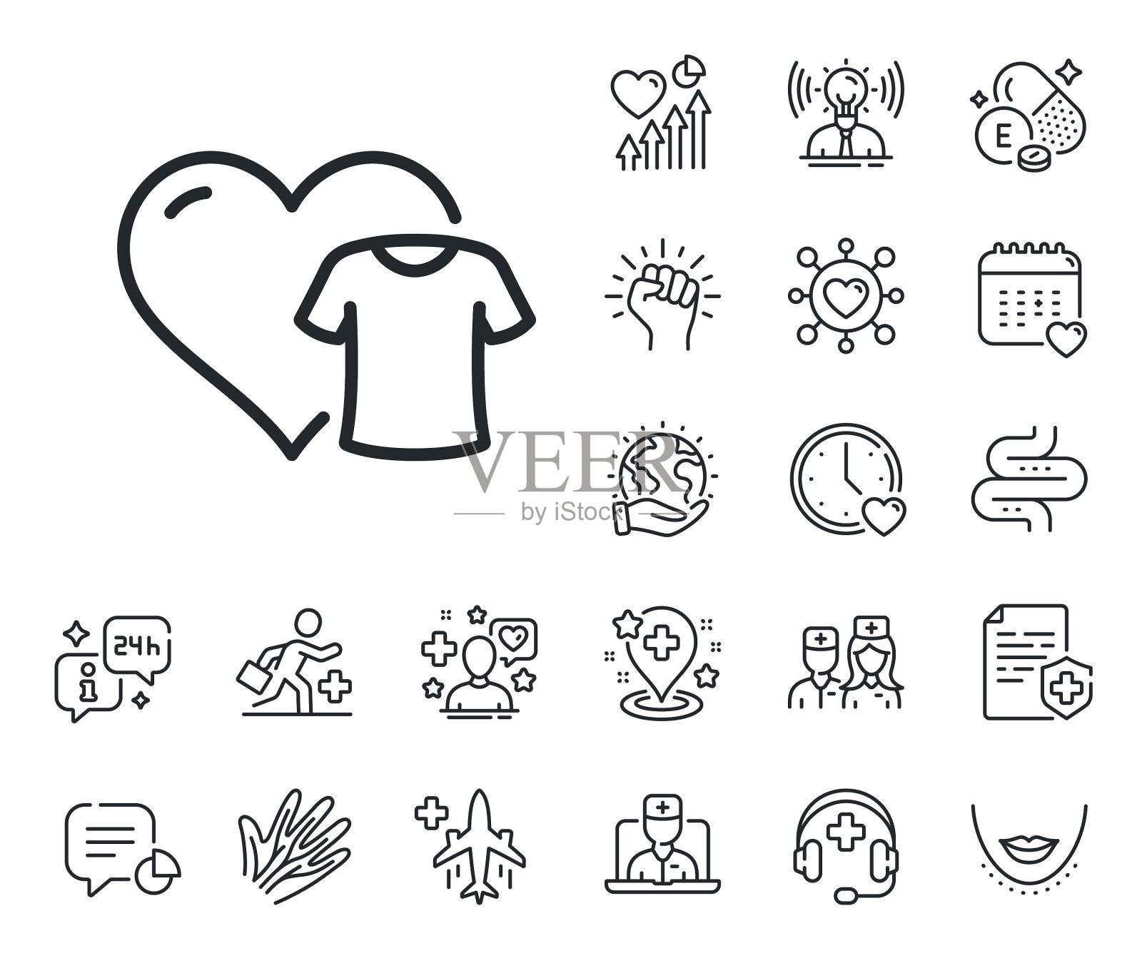 服装捐赠线图标慈善衬衫标志插画图片素材