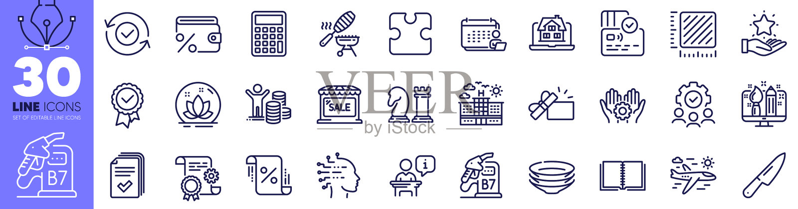 会计卡和房地产经纪人线图标包插画图片素材