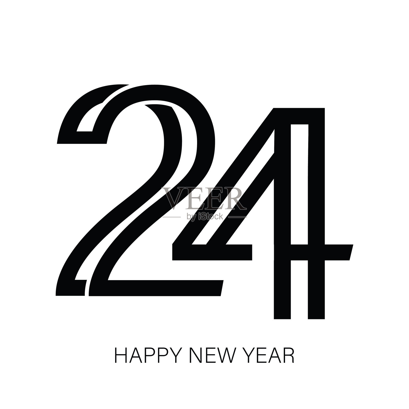 2024. 新年快乐。抽象数字上的背景矢量插图。节日设计贺卡，邀请，日历等矢量股票插图插画图片素材