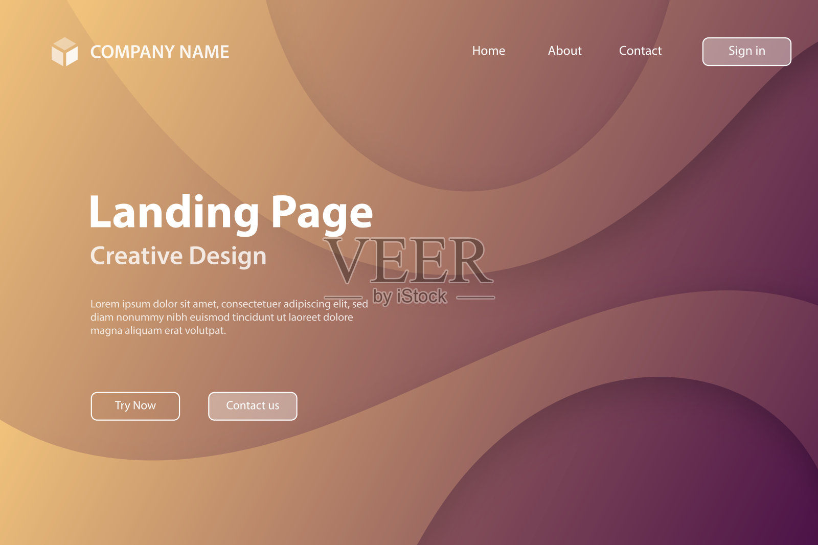 登陆页面模板-流体抽象设计与棕色梯度-时尚的背景插画图片素材