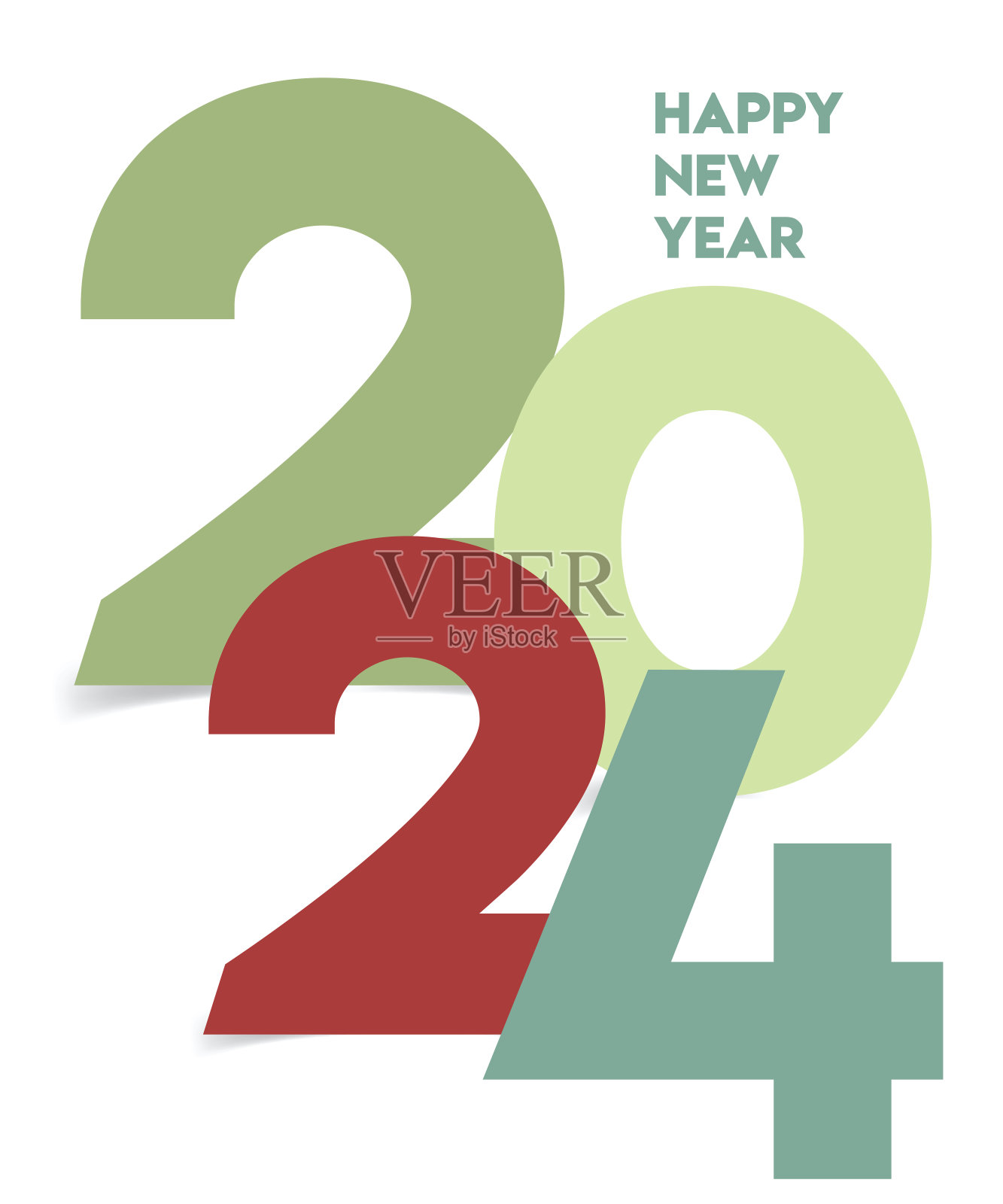 2024. 新年快乐。抽象数字上的背景矢量插图。节日设计贺卡，邀请，日历等矢量股票插图插画图片素材