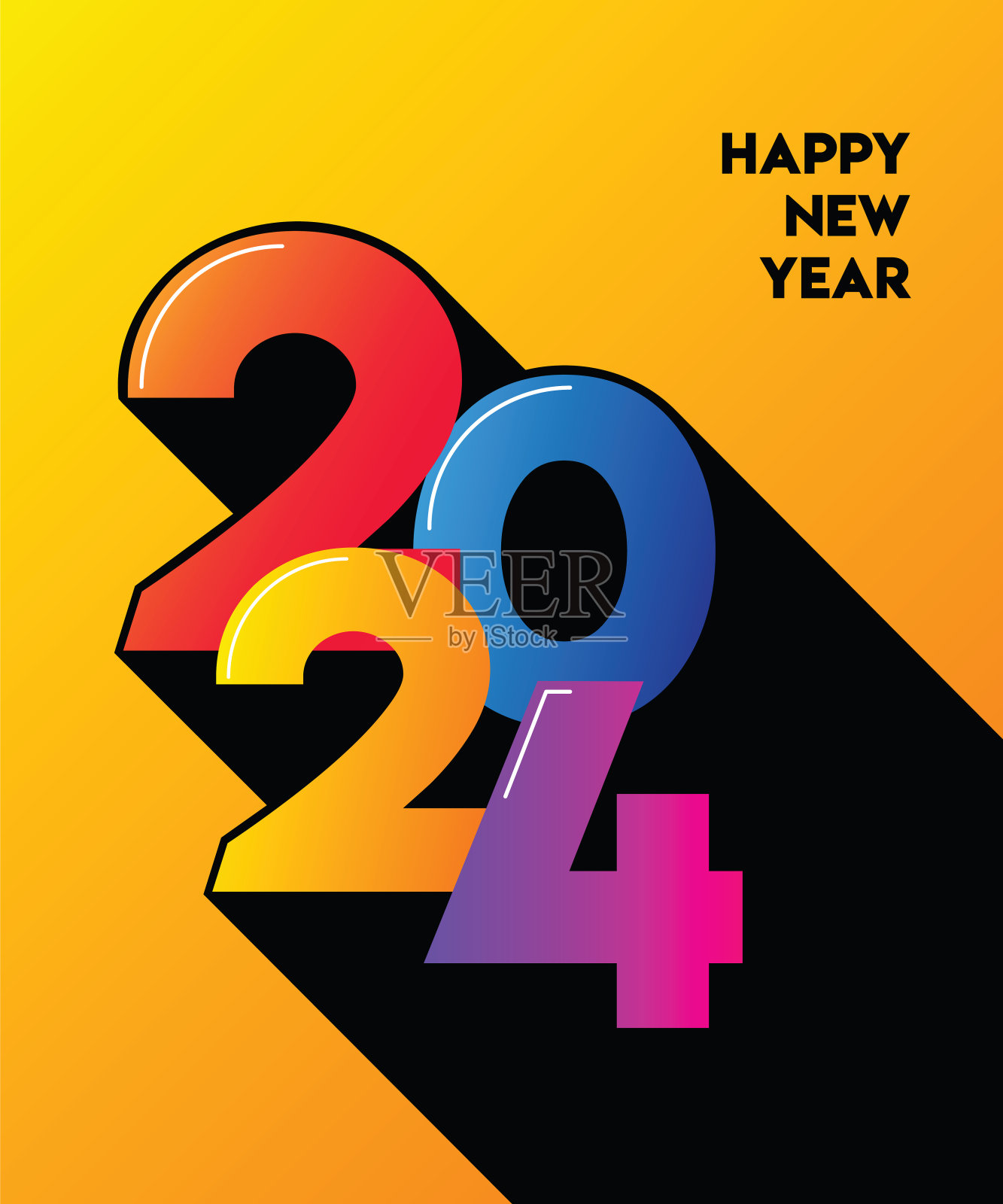 2024. 新年快乐。抽象数字上的背景矢量插图。节日设计贺卡，邀请，日历等矢量股票插图插画图片素材