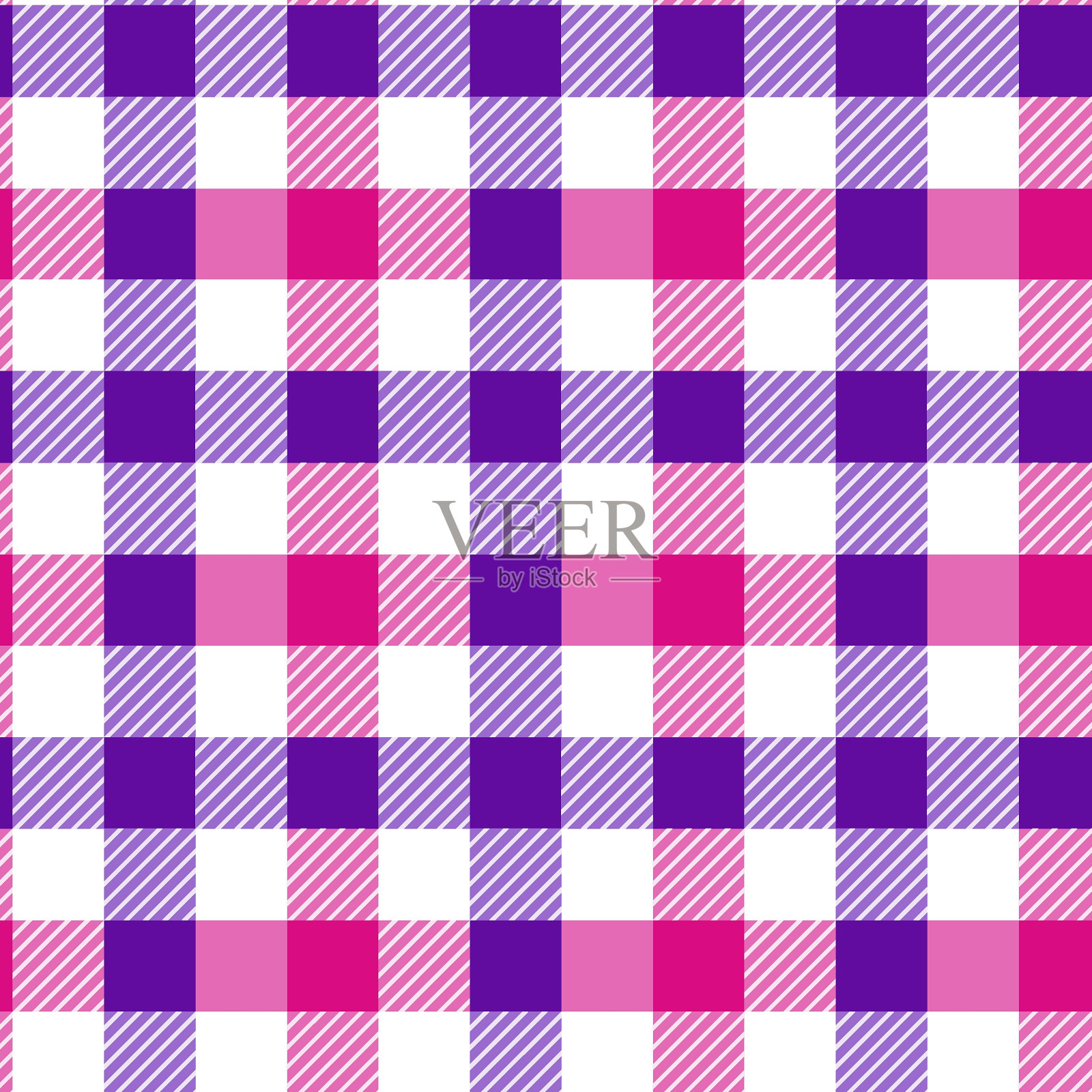 粉彩桌布格子矢量无缝图案。粉红色和紫色格子背景。Cottagecore Garden设计。宅基地农舍夏季图形背景。插画图片素材