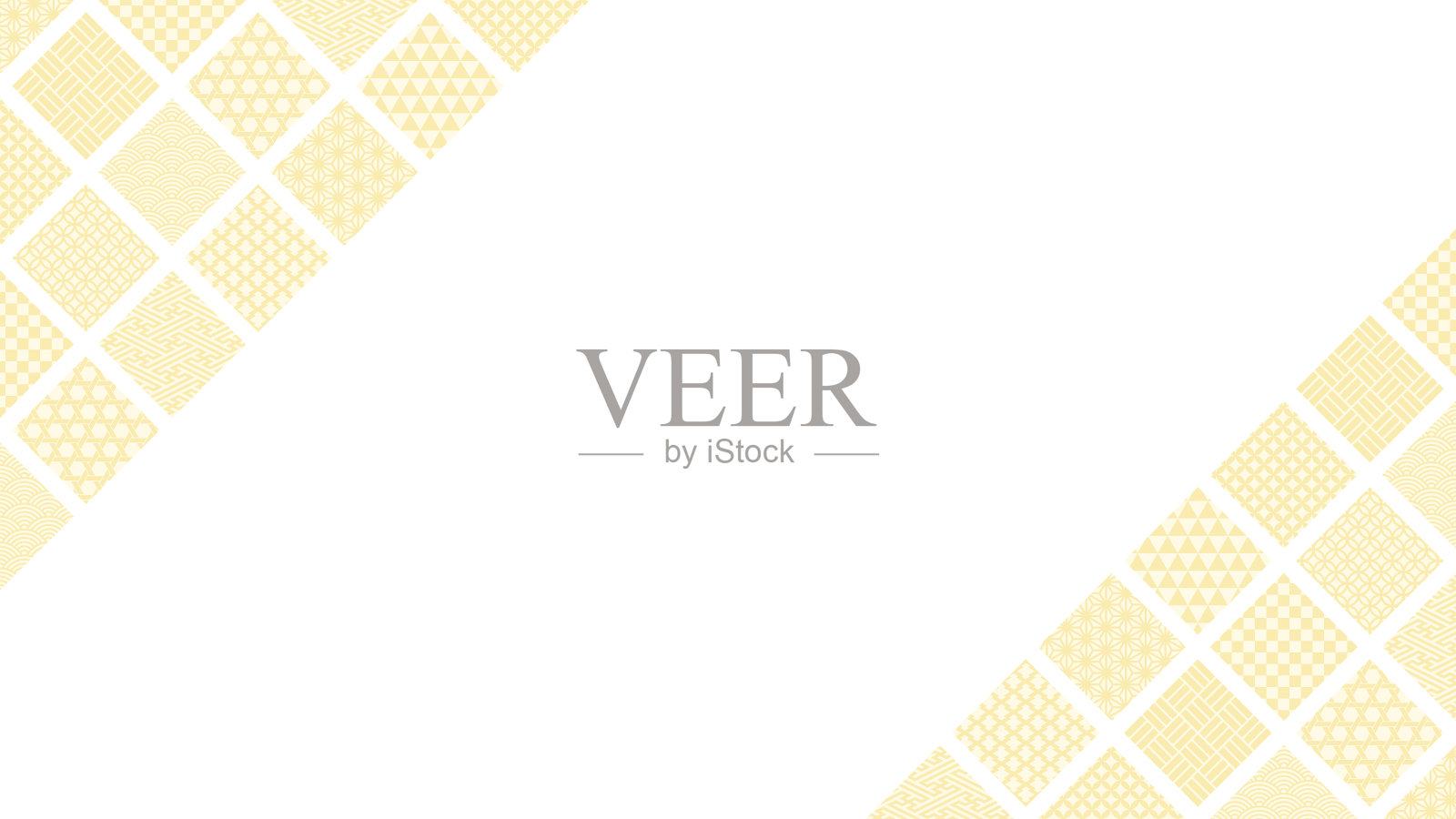 框架插图菱形瓷砖与各种日本传统图案插画图片素材