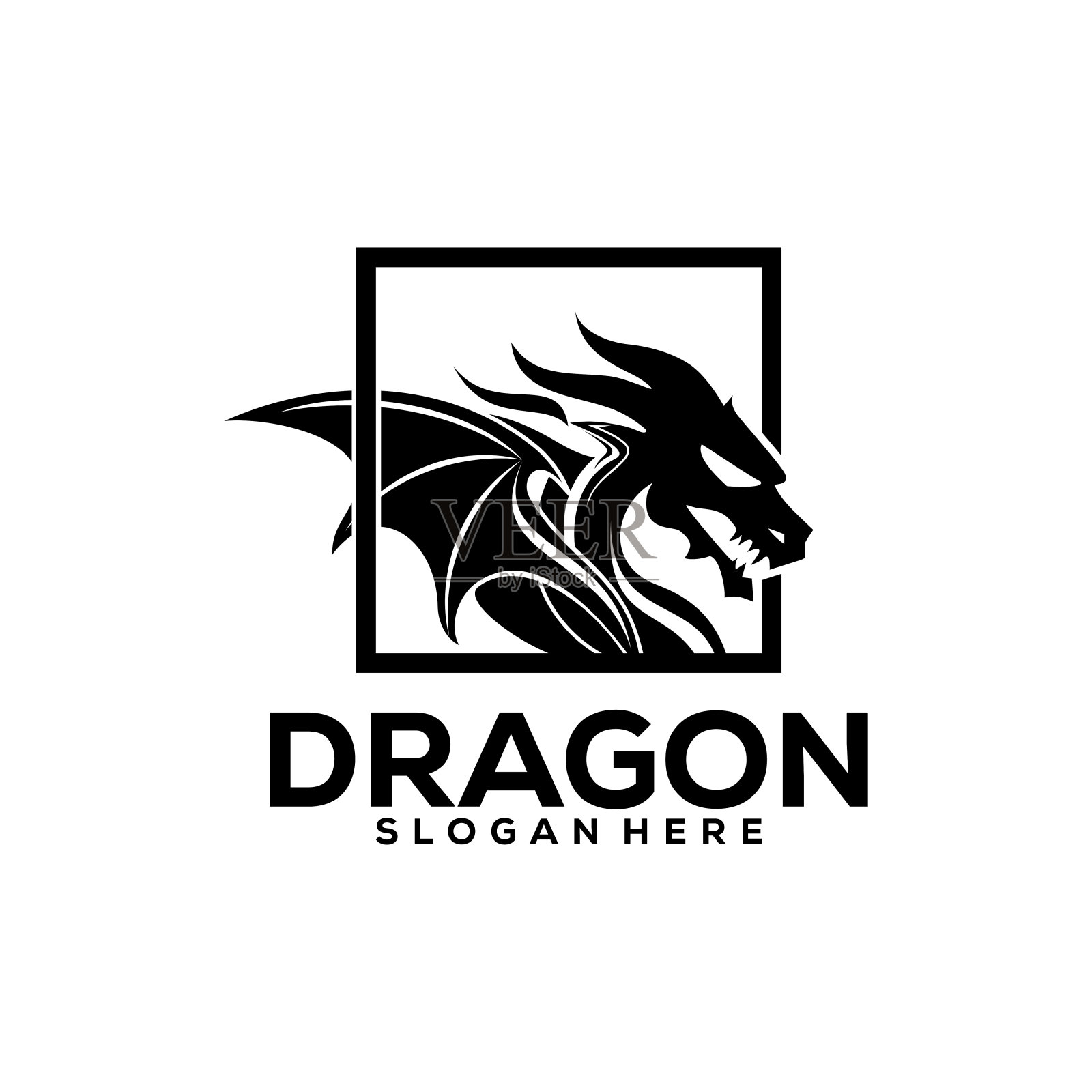 龙的标志图标。古代神话中蛇的象征。神话中的野兽标志。矢量插图。插画图片素材