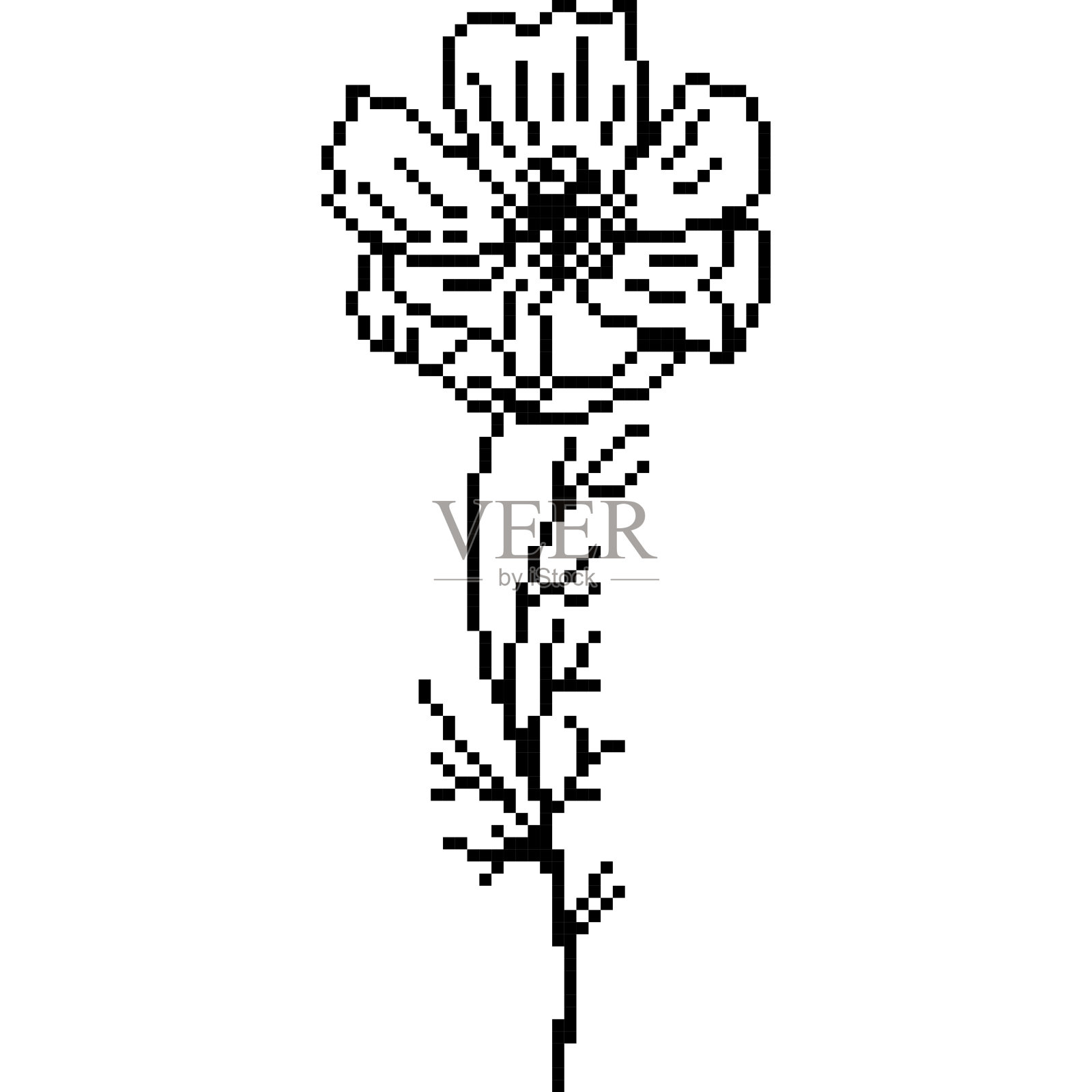 花卡通图标在像素风格插画图片素材