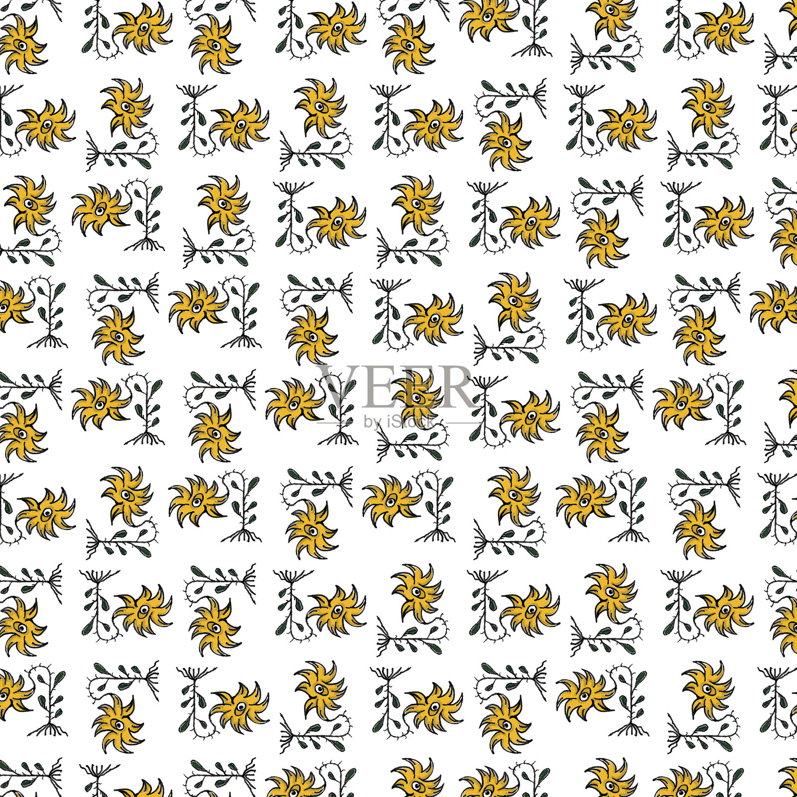 幻想素描风格花图案插画图片素材