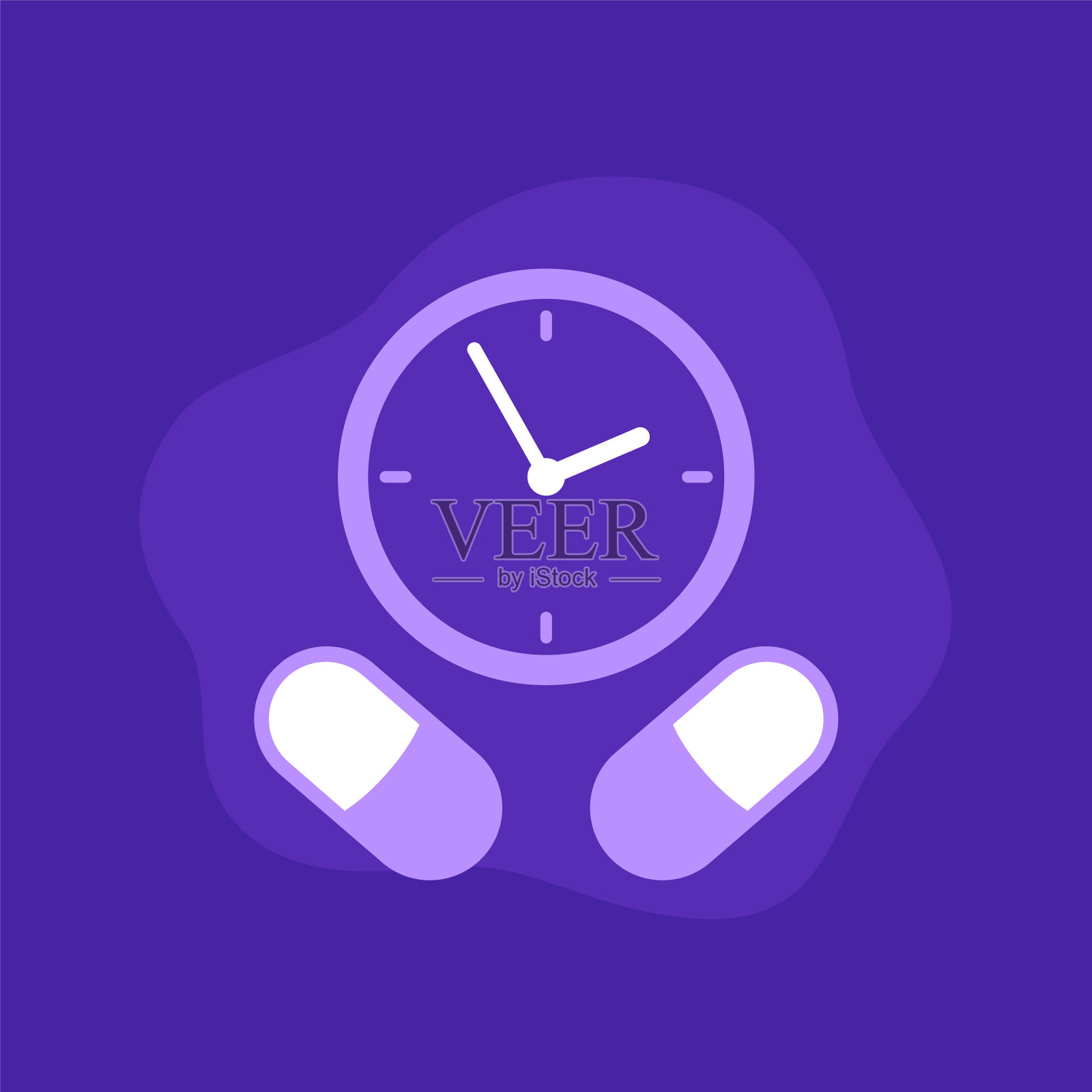 药物时间图标与药丸和时钟插画图片素材