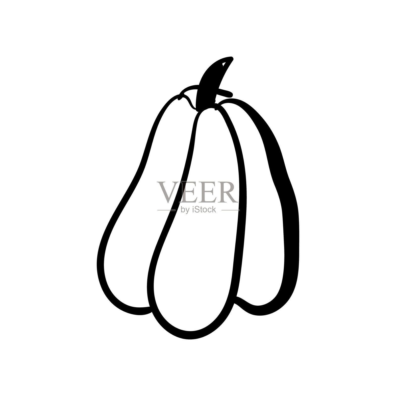 南瓜涂鸦矢量绘图。孤立的手绘对象。蔬菜雕刻风格插图。详细的素食草图。农贸市场产品。插画图片素材