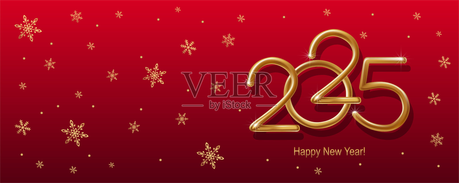 2025手写体书法新年快乐。矢量假日插图元素。排版元素插画图片素材