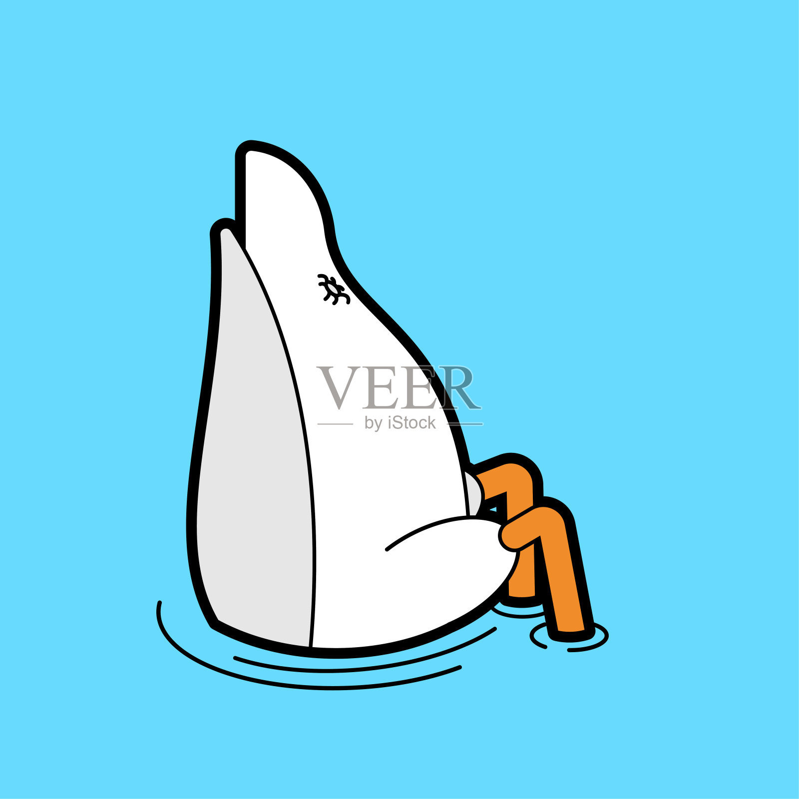 鹅回来。鸭子潜入水中。插画图片素材