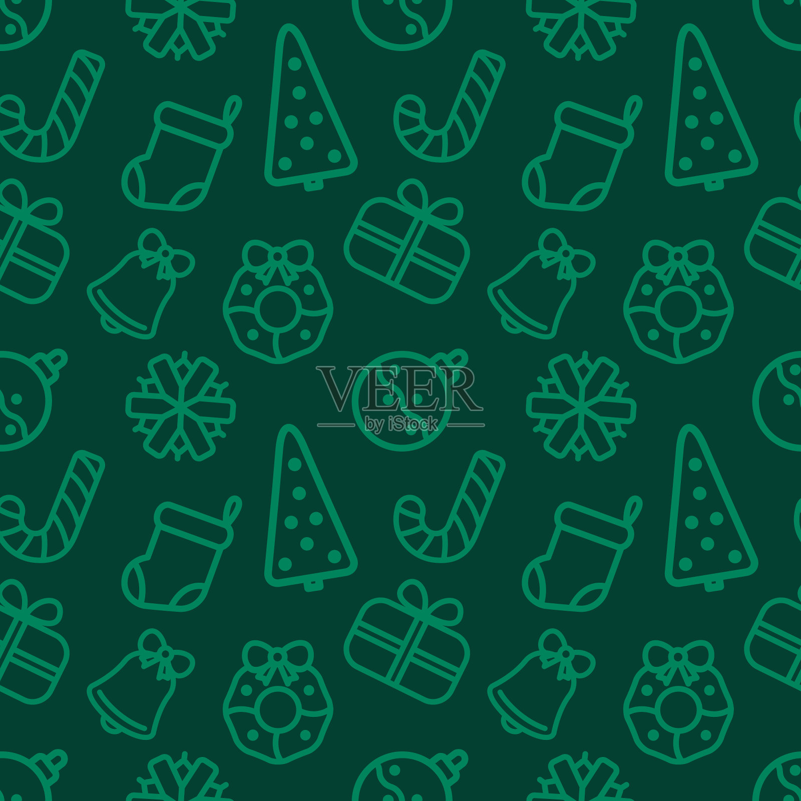 圣诞图标元素。无缝模式。插画图片素材