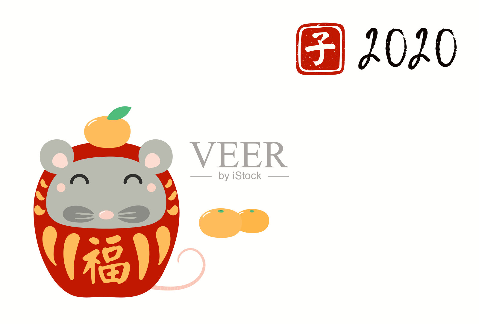 中国新年鼠卡插画图片素材