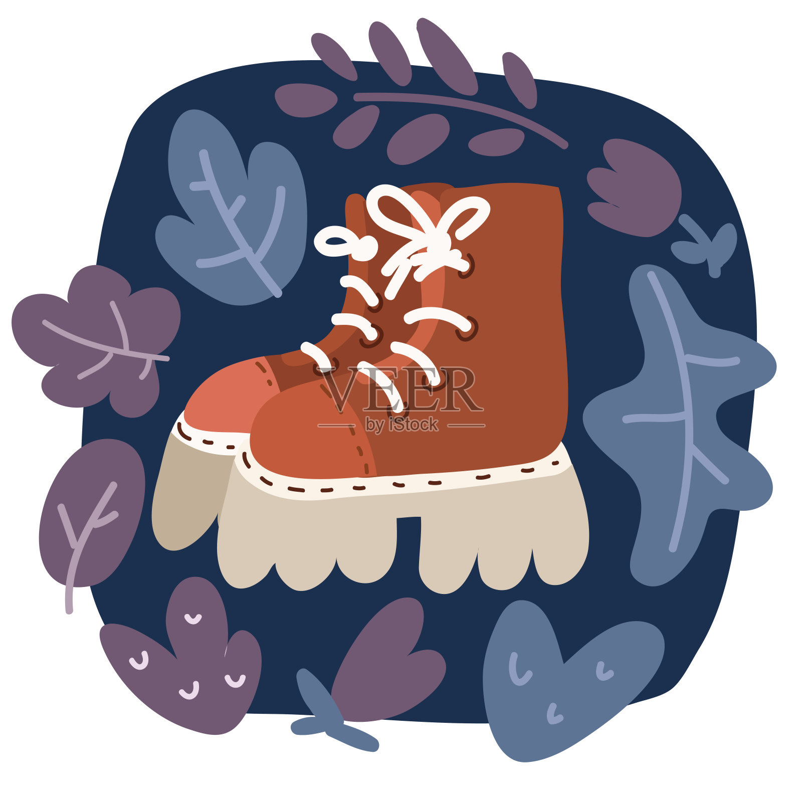 棕色靴子的卡通矢量插图插画图片素材