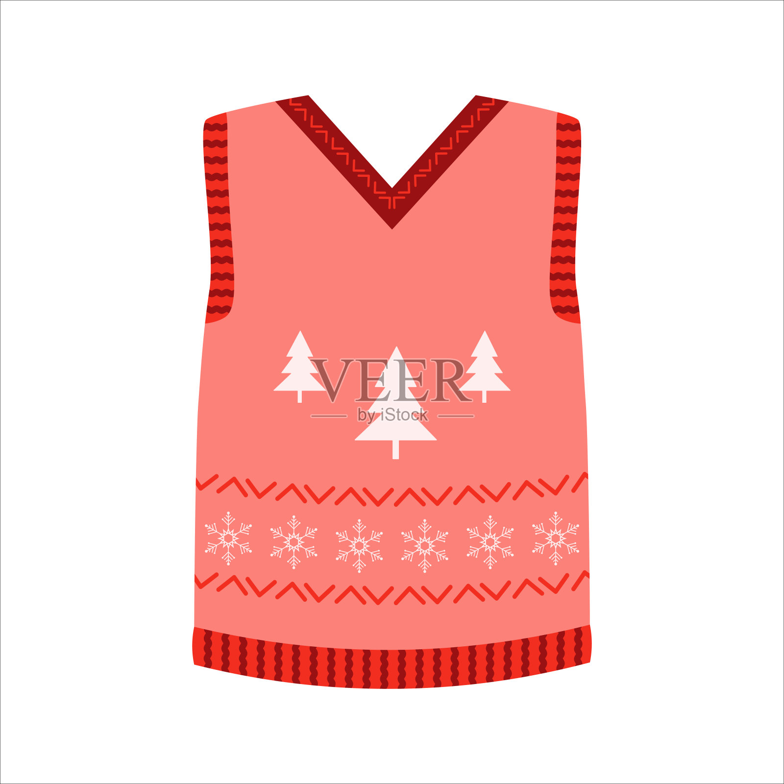 在浅色背景上孤立的冬季背心。彩色衣服矢量插图插画图片素材