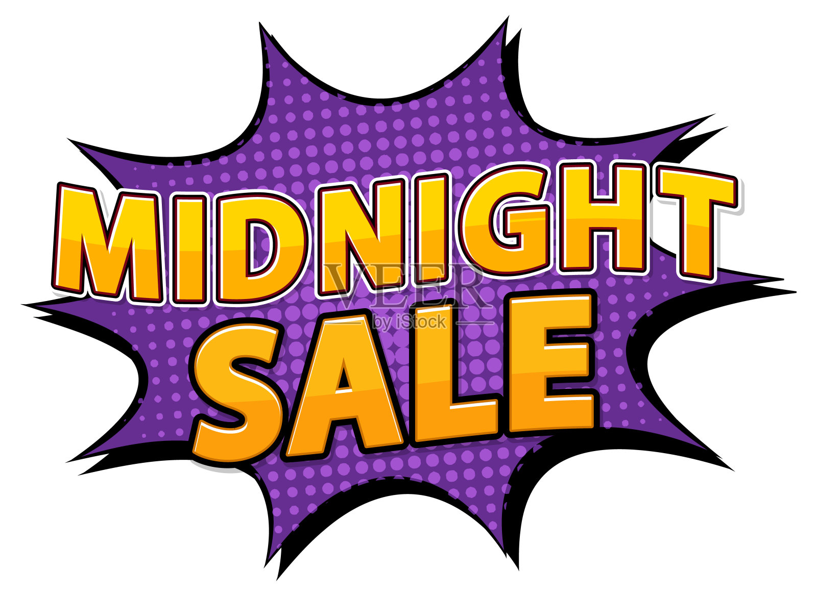 午夜销售:复古漫画风格图标标志插画图片素材