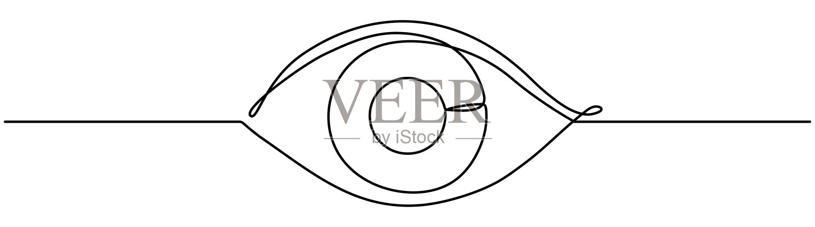 眼连续一条线绘制。插画图片素材