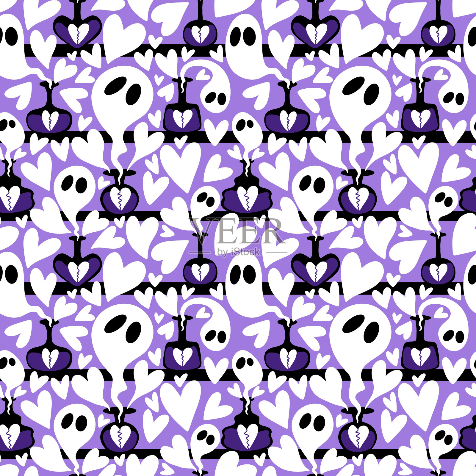 万圣节幽灵图案用于织物和纺织品及包装插画图片素材