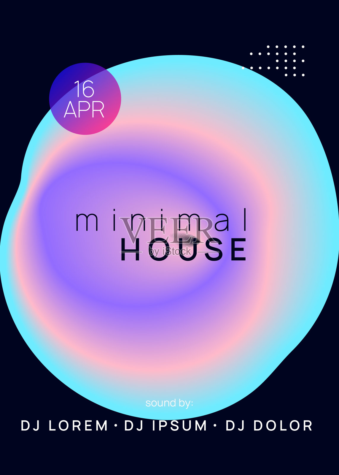 恍惚传单。波浪舞海报。假日图案杂志形状。独立艺术展示。迪斯科和夜生活模板。粉红和蓝色的恍惚飞行器插画图片素材