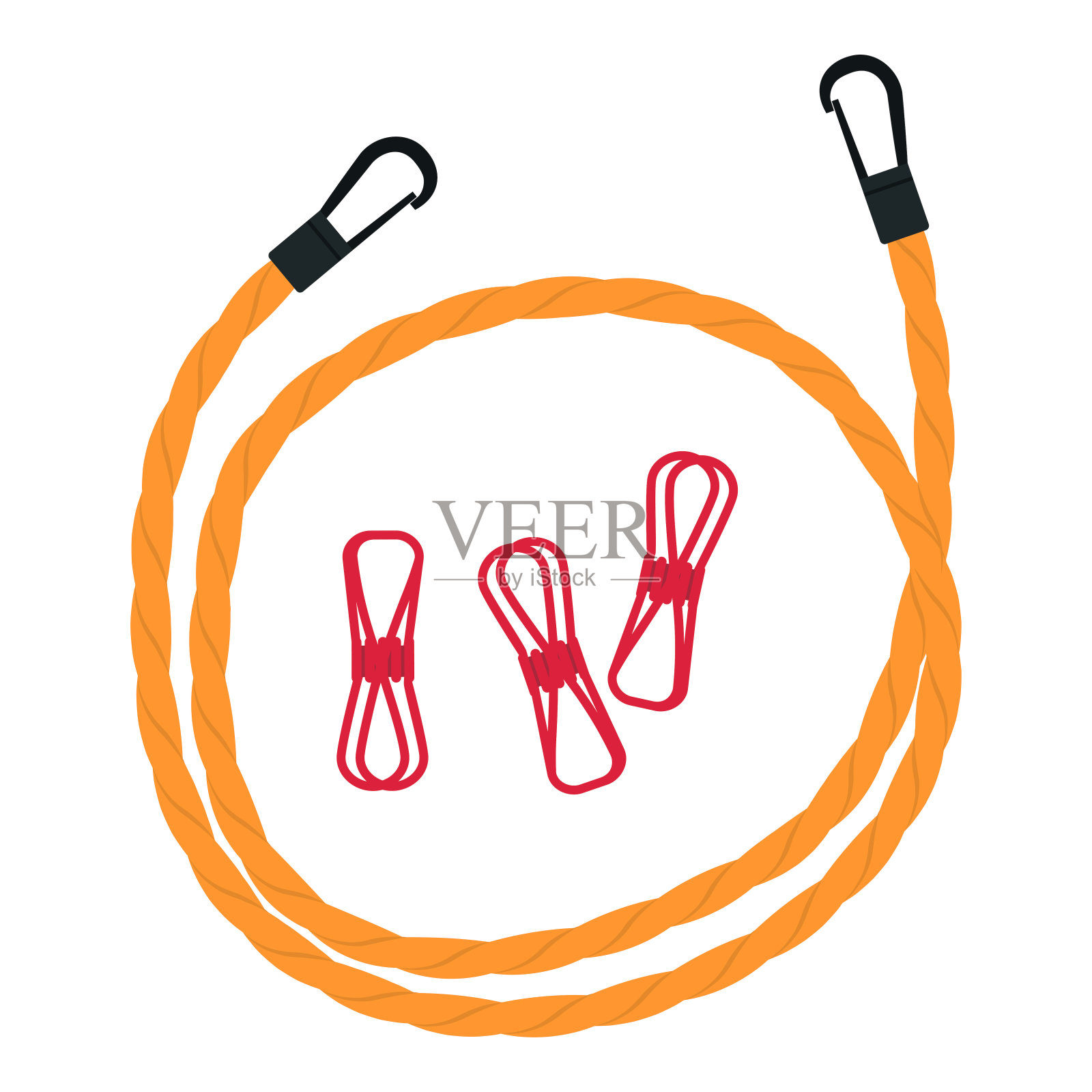 手提式晾衣绳和衣夹分离插画图片素材