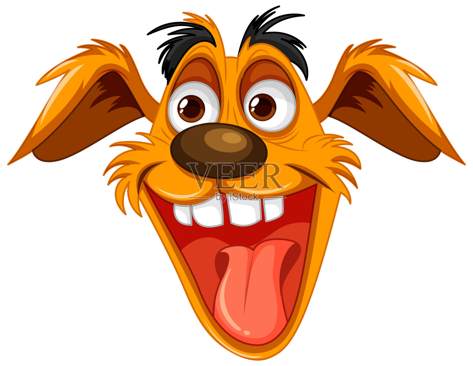 可爱好玩的疯狂狗卡通头插画图片素材