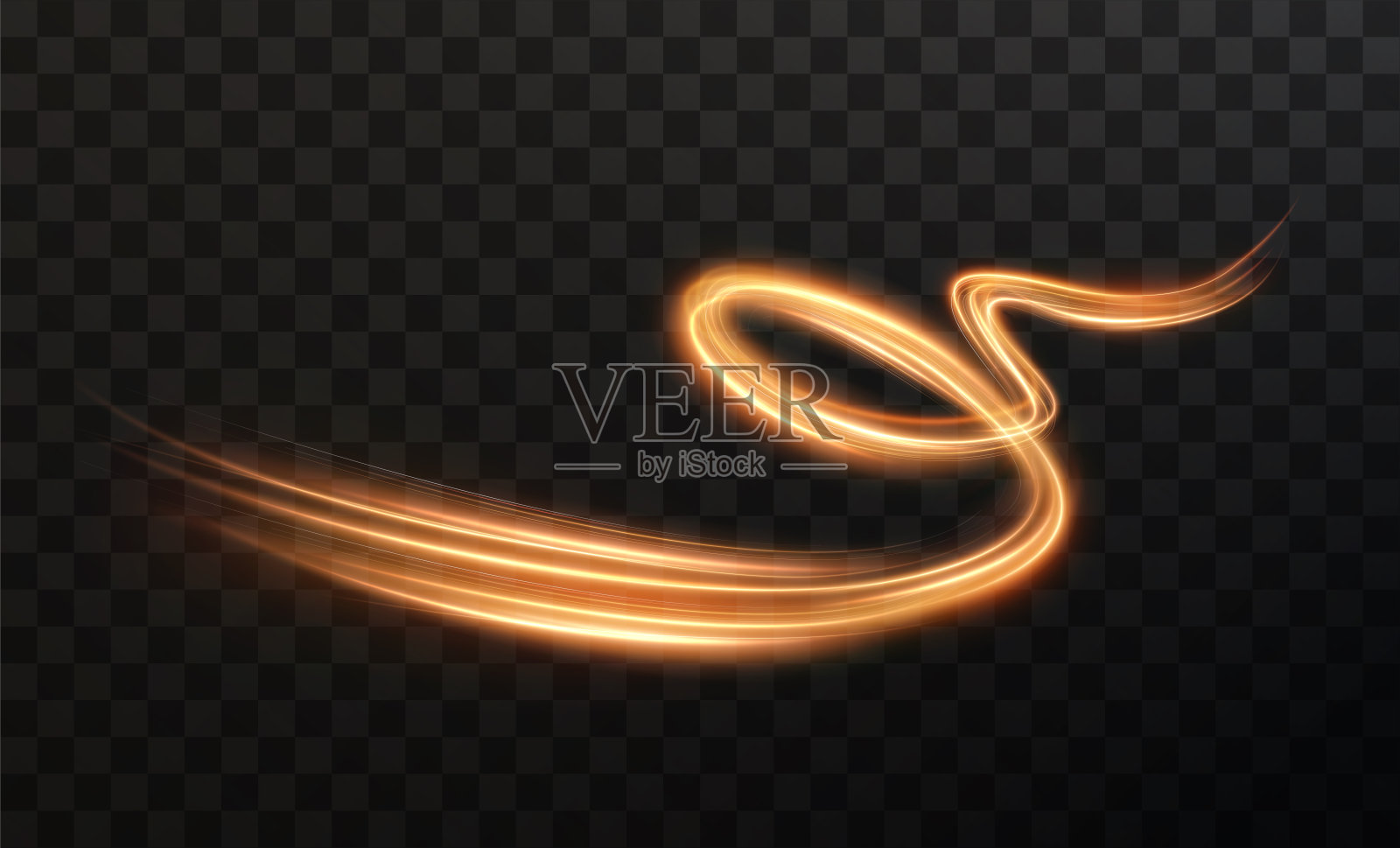 淡金色的旋风。霓虹线的曲线光效果。发光的金色螺旋。元素为您的设计，广告，明信片，邀请，屏幕保护程序，网站，游戏。插画图片素材