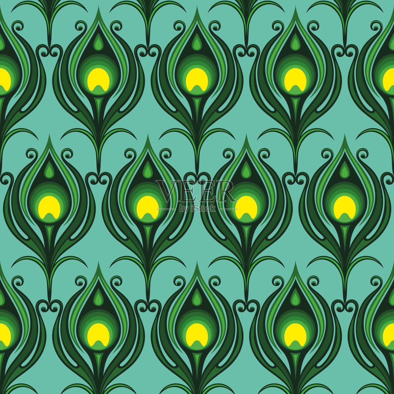 孔雀羽毛的无缝图案。动物主题的羽毛。插画图片素材