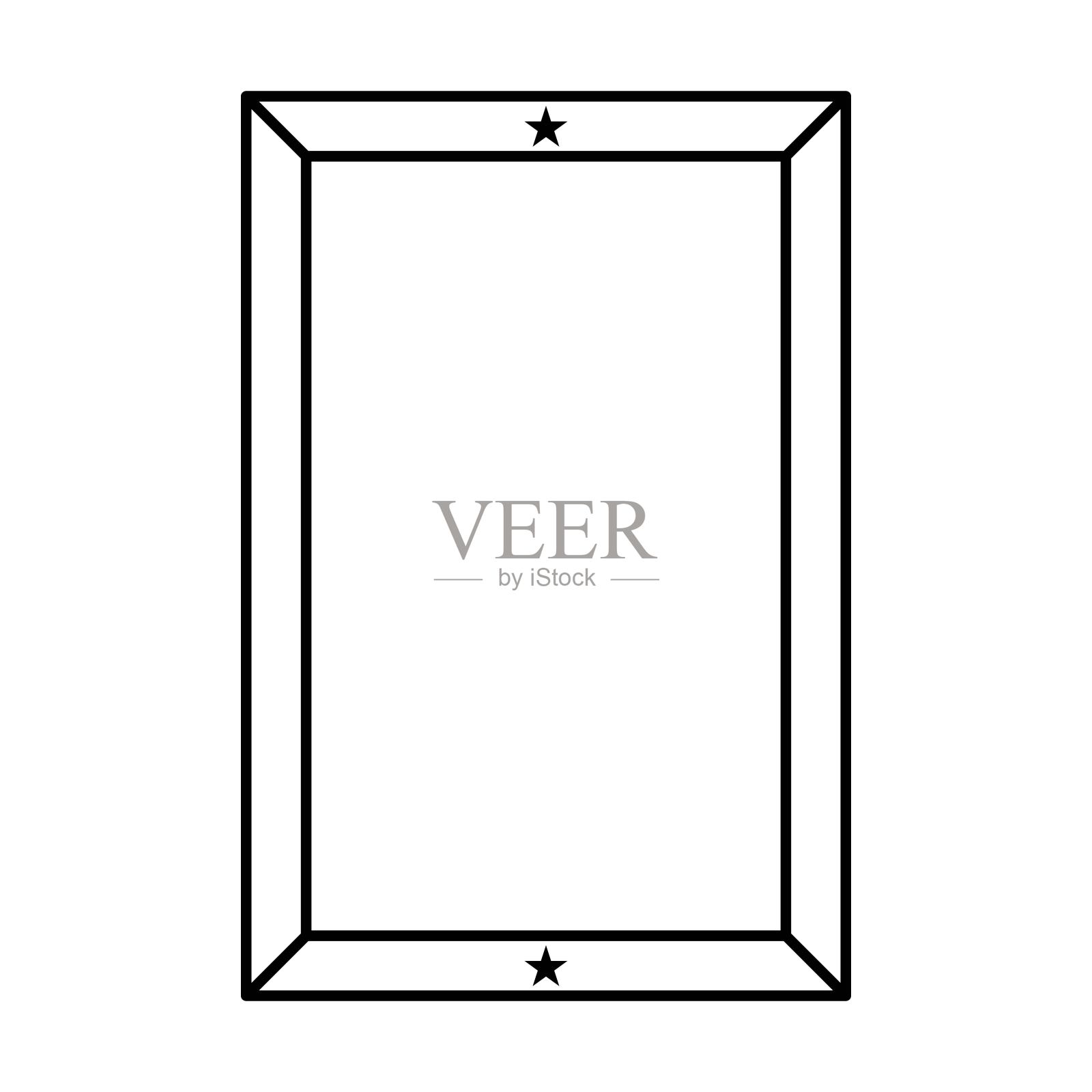 星形框架边框垂直抽象轮廓形状图标，用于装饰复古涂鸦元素，用于矢量设计插画图片素材