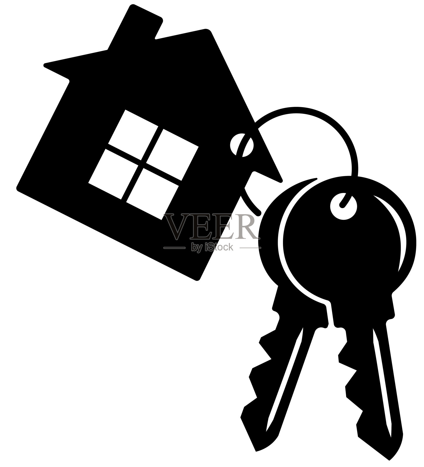 矢量插图的房子和房子钥匙在一个透明的背景插画图片素材