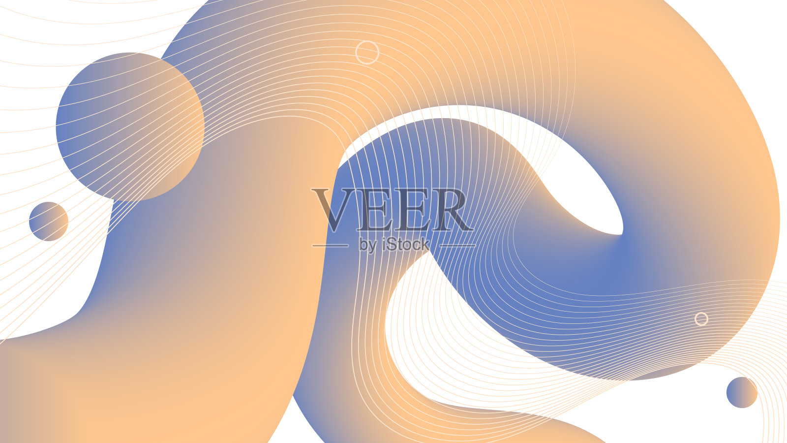 现代抽象背景与波浪流体液体运动和橙白蓝渐变颜色插画图片素材