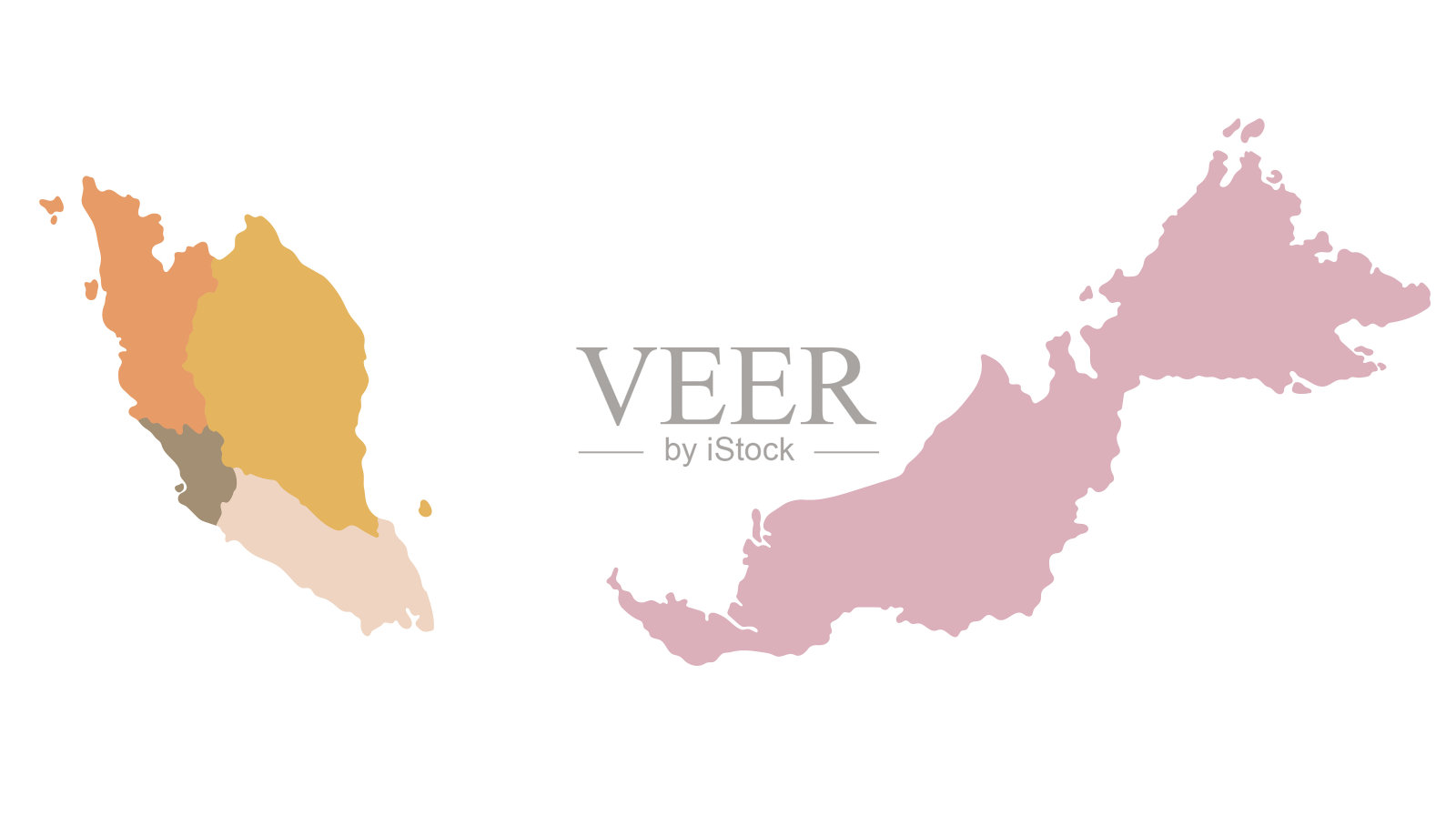 马来西亚地图与主要地区。马来西亚地图插画图片素材