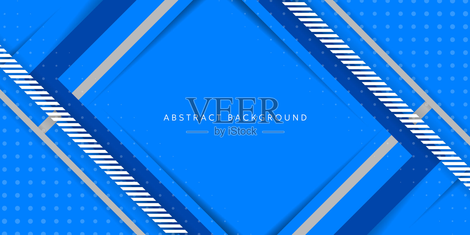 充满活力的蓝色抽象艺术与动态的线条和点图案插画图片素材