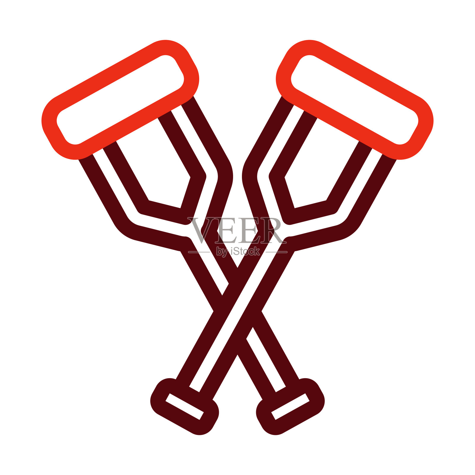 拐杖矢量粗线两种颜色图标的个人和商业用途。插画图片素材