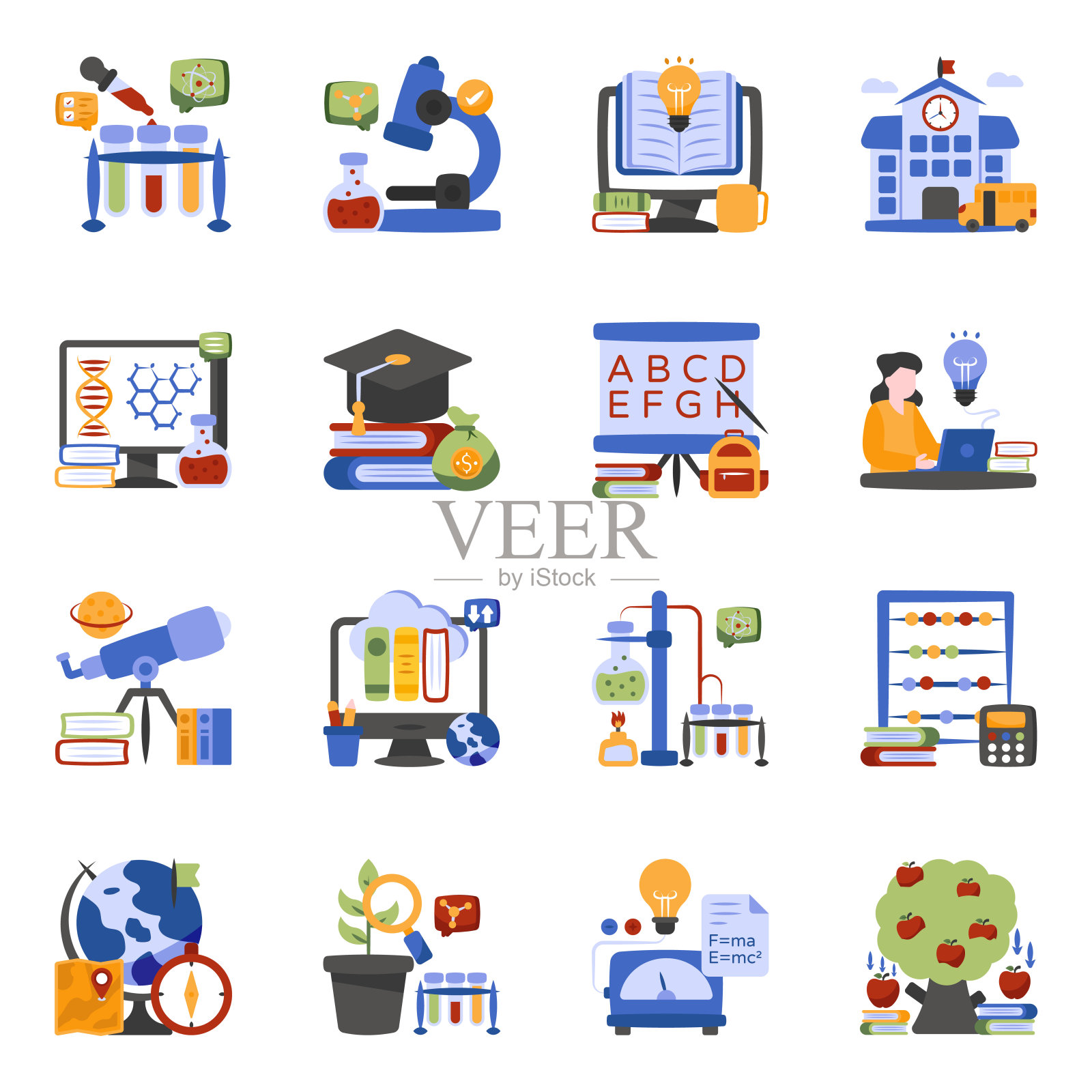 学习扁平风格图标包插画图片素材