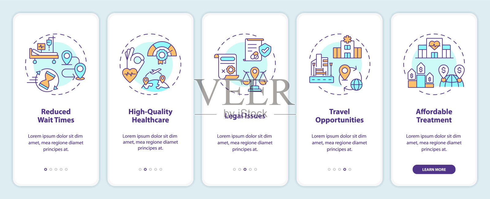 多色图标的医疗旅游攻略插画图片素材