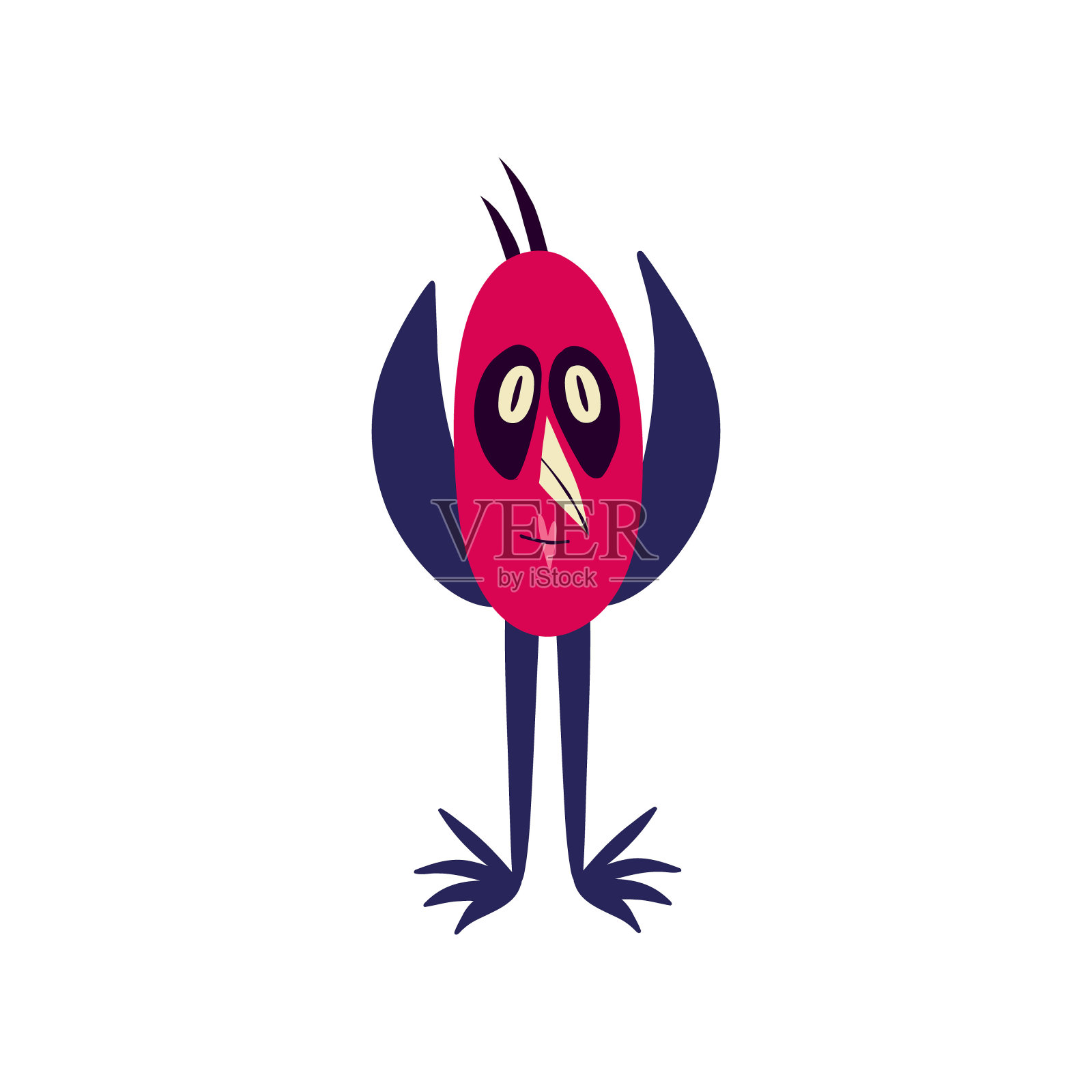 粉红色奇怪的橙色僵尸鸟。插画图片素材