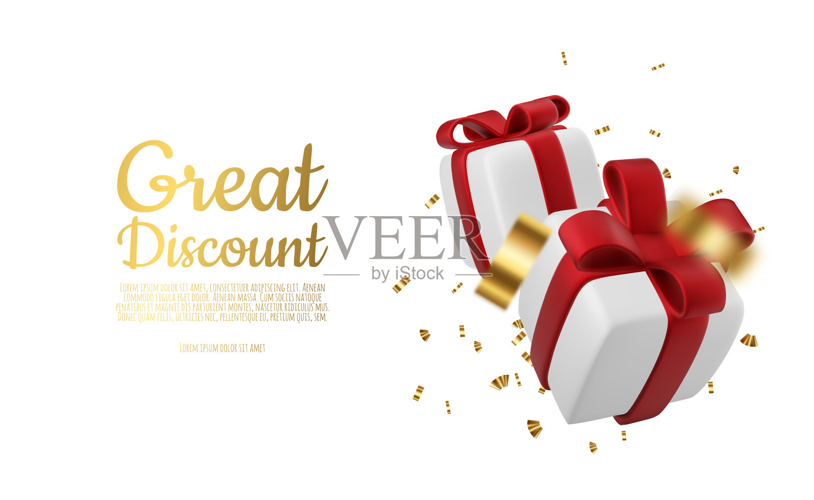 横幅网上购物与3d现实的礼物隔离在白色背景。矢量图插画图片素材