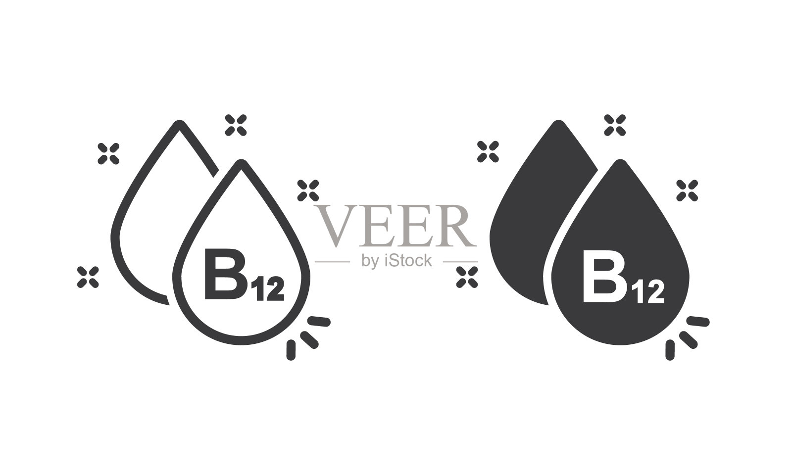 维生素B12图标以简单的线条水滴的形式呈现。插画图片素材