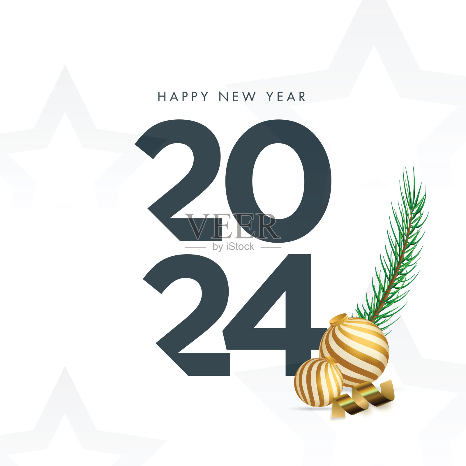 2024. 新年快乐。抽象数字上的背景矢量插图。节日设计贺卡，邀请，日历等矢量股票插图插画图片素材