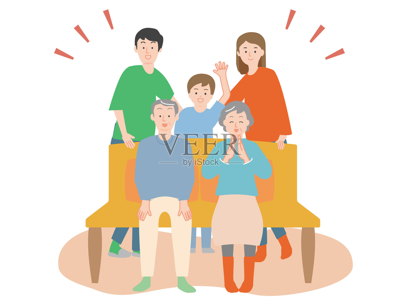 插图一个三代人的家庭谁是亲密的朋友插画图片素材