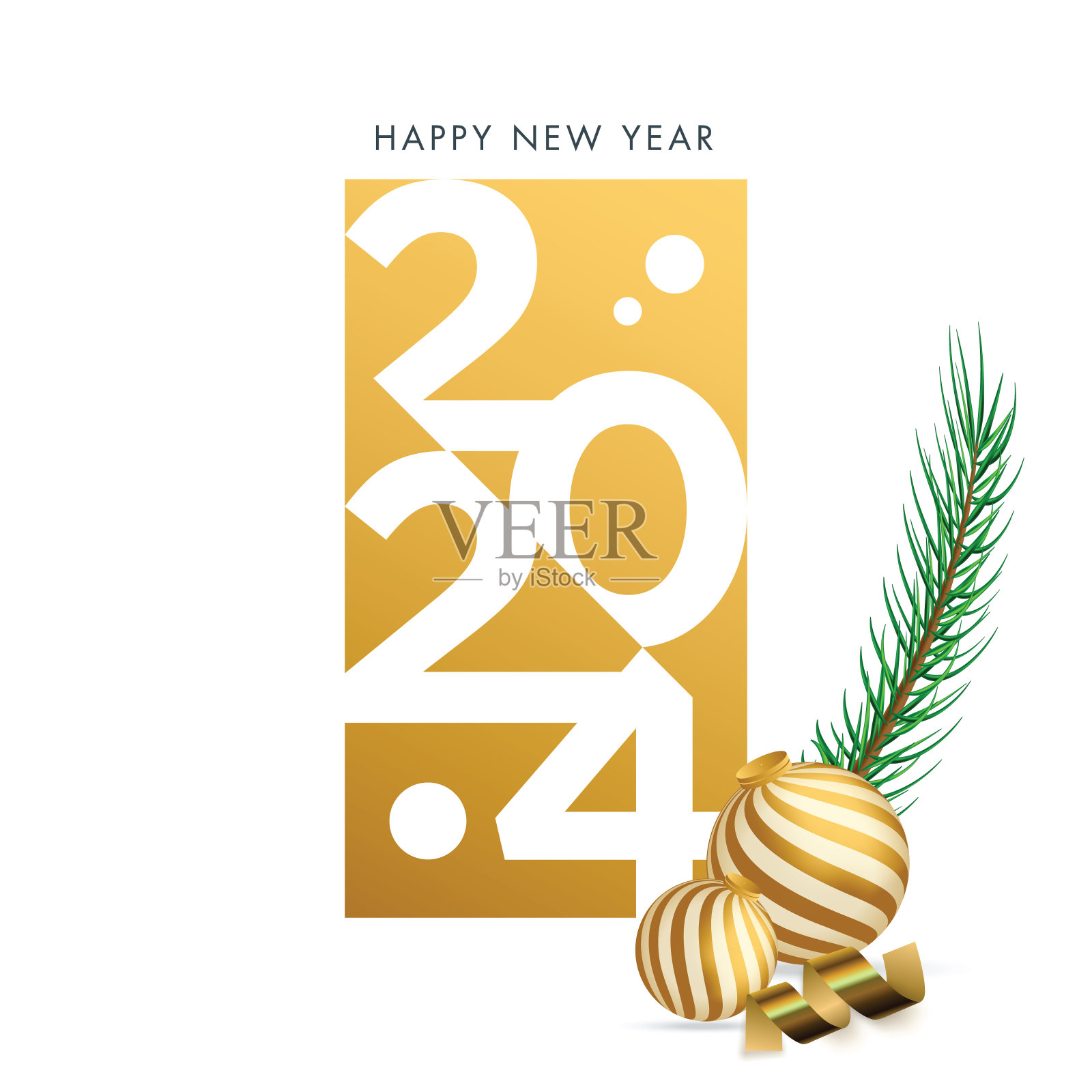 2024. 新年快乐。抽象数字上的背景矢量插图。节日设计贺卡，邀请，日历等矢量股票插图插画图片素材